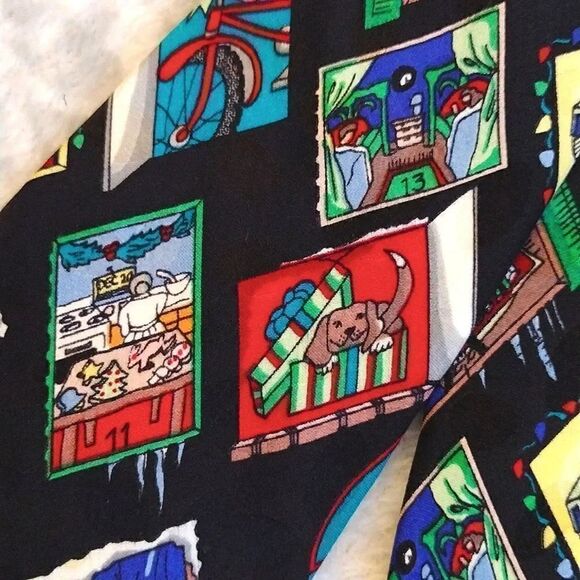 VTG 90s Nicole Miller Christmas In The City Print Hand Sewn Silk Neck Tie - Picture 7 of 14